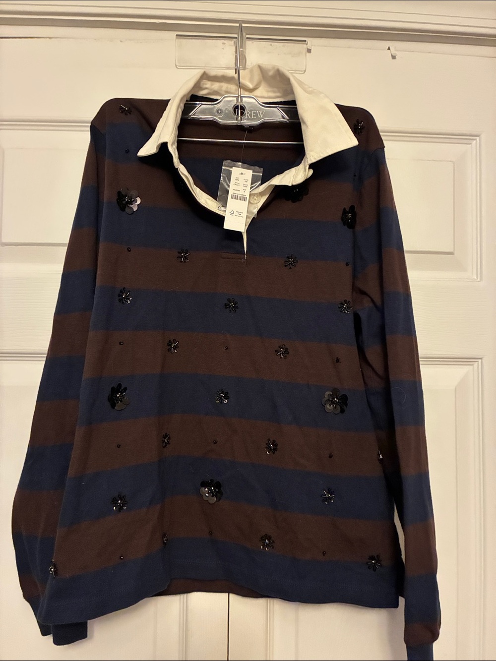 J.Crew NWT Premium-Weight Classic Rugby Shirt with Embellishments S CP551